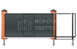 Ворота откатные 12 метров 12000×2200 с калиткой. ВЭ-5995